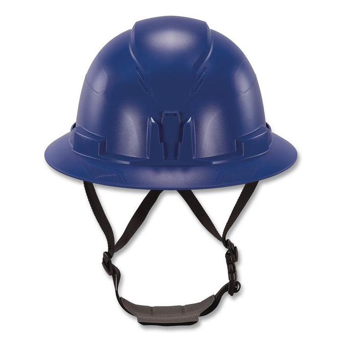 Skullerz 8963 Full Brim Class E Safety Helmet, 6-Point Standard Ratchet Suspension, One Size Fits Most (6.5 to 8), Blue