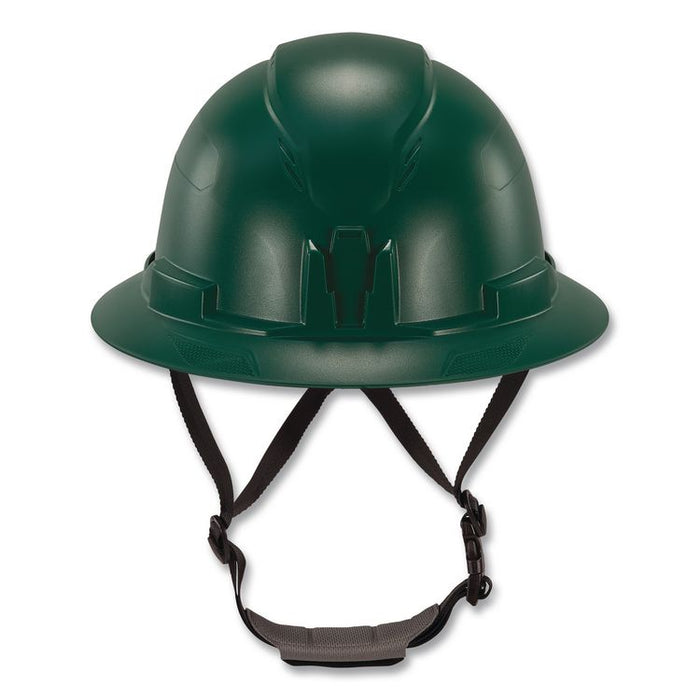 Skullerz 8963 Full Brim Class E Safety Helmet, 6-Point Standard Ratchet Suspension, One Size Fits Most (6.5 to 8), Green