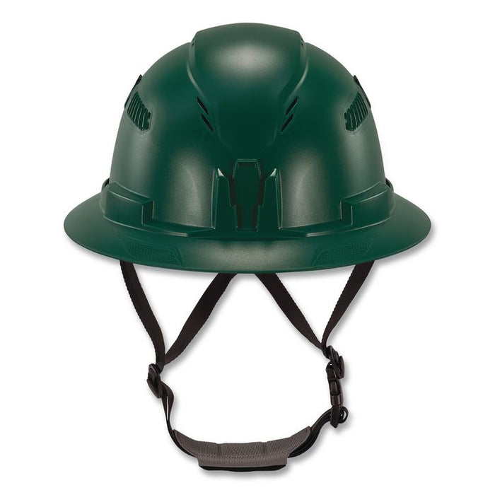 Skullerz 8964 Full Brim Class C Safety Helmet, Vented, 6-Point Standard Ratchet Suspension, One Size Fits Most, Green
