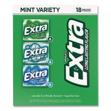 Load image into Gallery viewer, Extra Mint Variety Sugar-Free Gum, Peppermint/Polar Ice/Spearmint, 15 Sticks/Pack, 18 Packs/Carton
