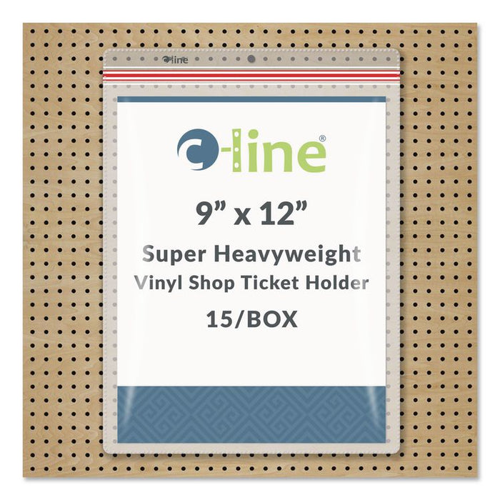 Industrial Zipper Seal Shop Ticket Holders, Super Heavy-Duty, Top Load 9 x 12 Insert, Clear Front, 15/Box