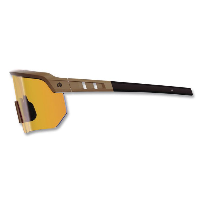 Skullerz AEGIR Color Enhancing Safety Glasses, Matte Desert Half Frame, Mirrored High Contrast Yellow Single Lens