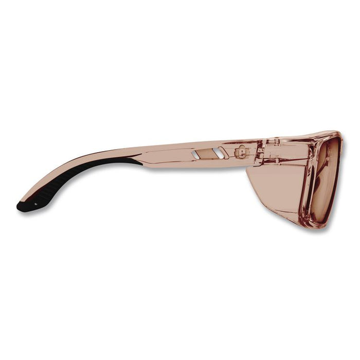Skullerz SIXTEN Anti-Scratch Anti-Fog Safety Glasses with Side Shields, Tan Full Frame, Polarized Mirrored Bronze Dual Lens