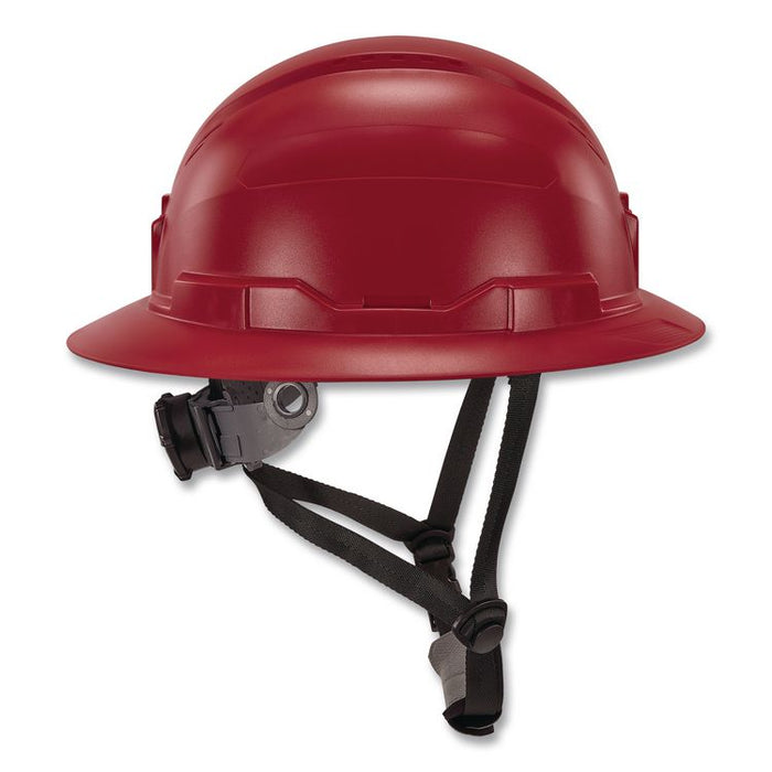 Skullerz 8963 Full Brim Class E Safety Helmet, 6-Point Standard Ratchet Suspension, One Size Fits Most (6.5 to 8), Red