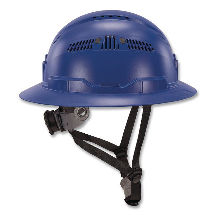 Skullerz 8964 Full Brim Class C Safety Helmet, Vented, 6-Point Standard Ratchet Suspension, One Size Fits Most, Blue