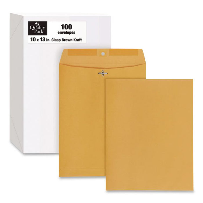 Clasp Envelope, 32 lb Bond Weight Kraft, #97, Square Flap, Clasp/Gummed Closure, 10 x 13, Brown Kraft, 100/Box