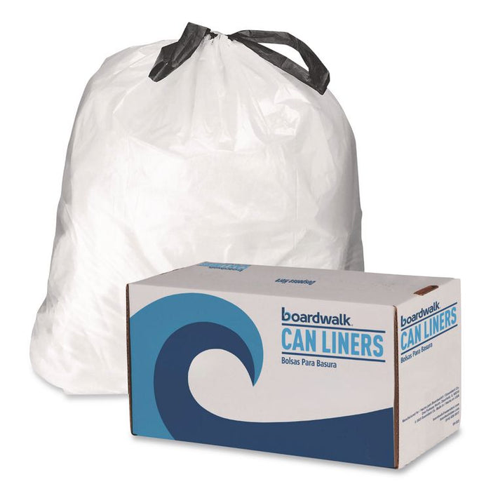 Drawstring Kitchen Bags/Liners, Drawstring, 13 gal, 24" x 28", White, 50 Bags/Roll, 2 Rolls/Carton