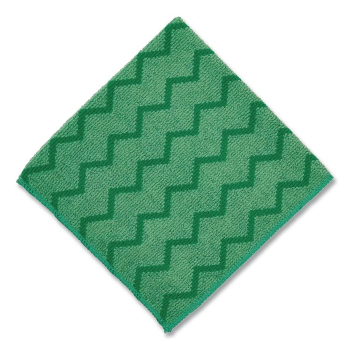 Reusable Cleaning Cloths, Microfiber, 16 x 16, Green, 12/Carton