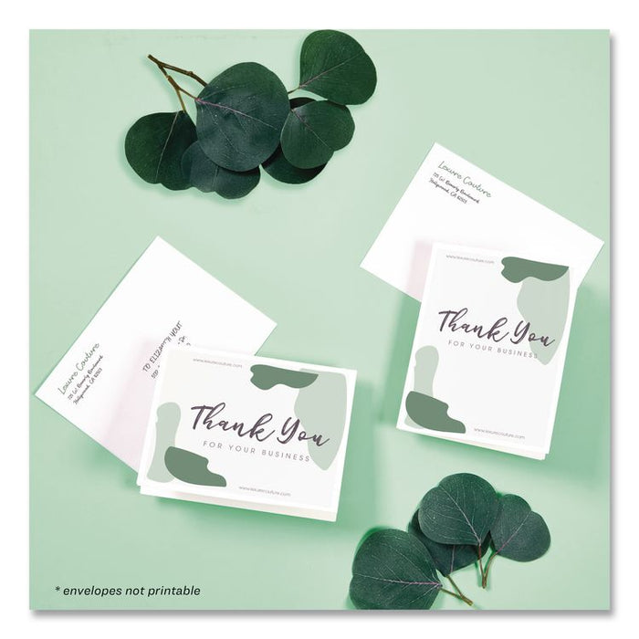 Quarter-Fold Greeting Cards with Matching Envelopes, 80 lb, 5.5 x 4.25, Matte White, 1 Card/Sheet, 20 Sheets/Pack