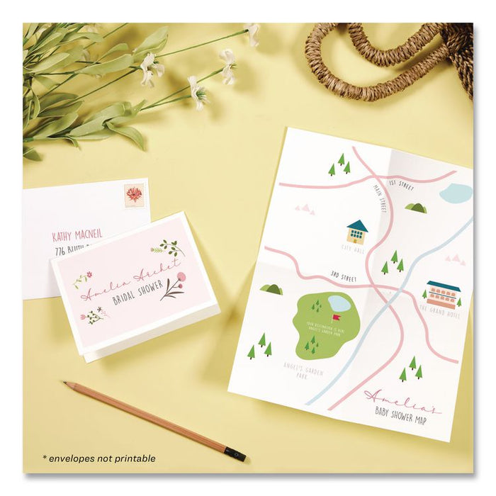 Quarter-Fold Greeting Cards with Matching Envelopes, 80 lb, 5.5 x 4.25, Matte White, 1 Card/Sheet, 20 Sheets/Pack