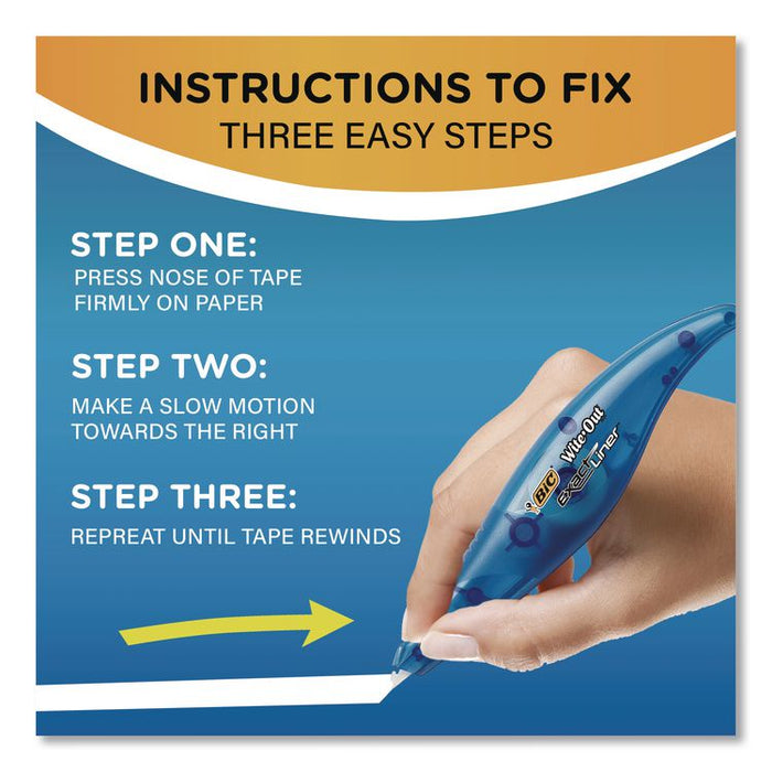 Wite-Out Brand Exact Liner Correction Tape, Non-Refillable, 0.2" x 19.8 ft, White Tape, Translucent Orange Dispenser, 10/Box