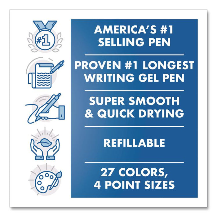 G2 Premium Gel Pen, Retractable, Fine 0.7 mm, Blue Ink, Smoke/Blue Barrel, 5/Pack