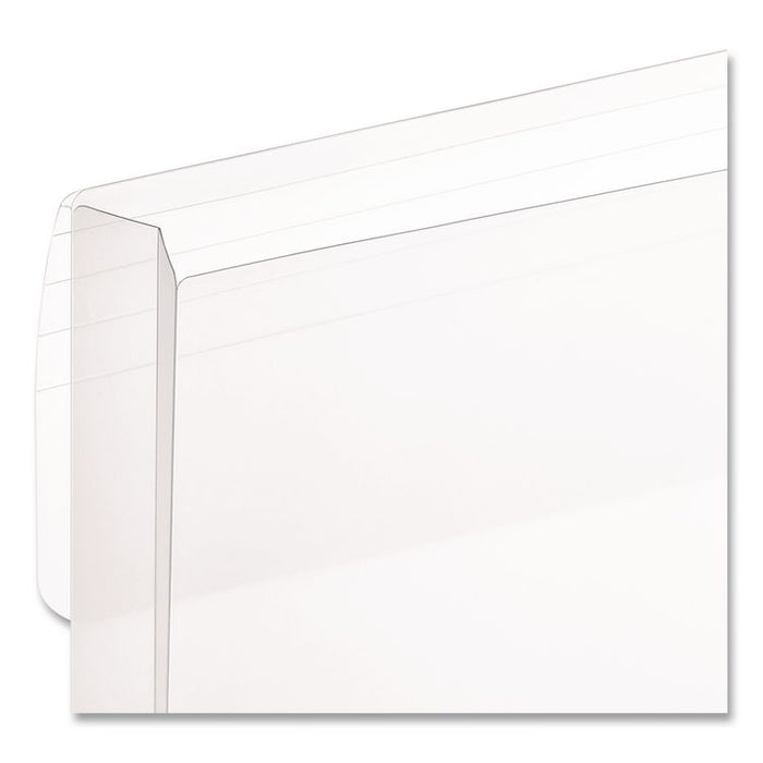 Moisture Resistant Expanding Wallet, 1" Expansion, 1 Section, String-and-Button Closure, Letter Size, Clear, 10/Pack