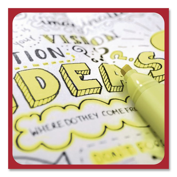 Tank Highlighters with Grip, Fluorescent Yellow Ink, Chisel Tip, Yellow Barrel, Dozen