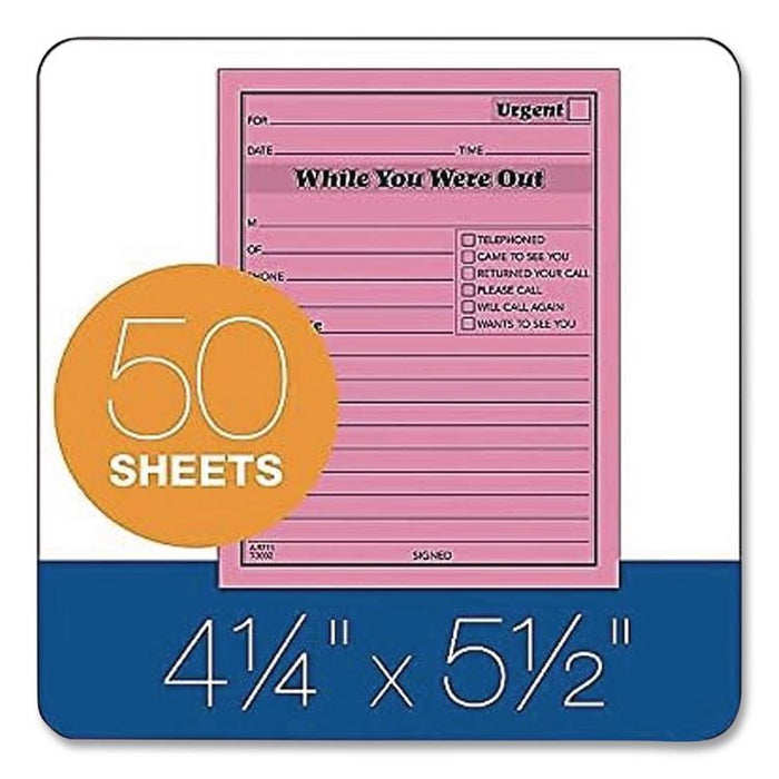 While You Were Out Memo Pad, One-Part (No Copies), 4.25 x 5.5, 50 Forms/Pad, 12 Pads/Pack
