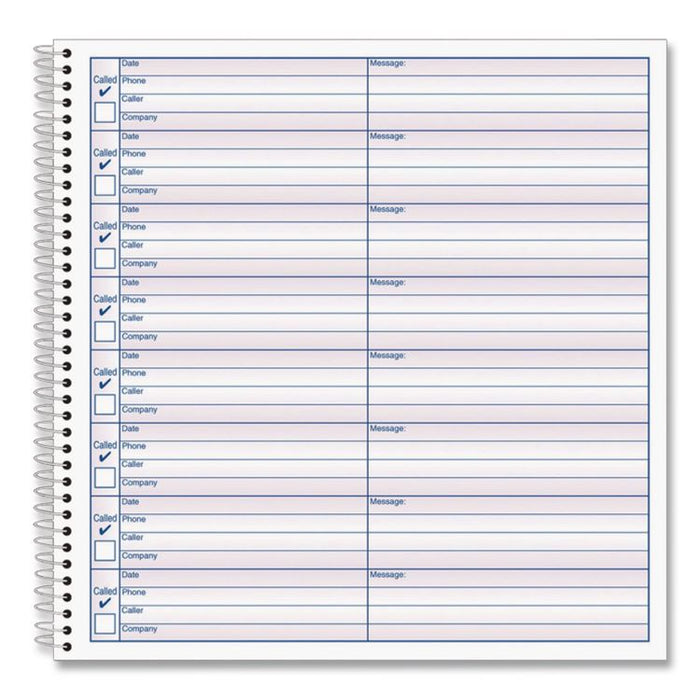 Voice Mail Log Books, One-Part (No Copies), 8.25 x 8.5, 8 Forms/Sheet, 480 Forms Total, 2/Pack