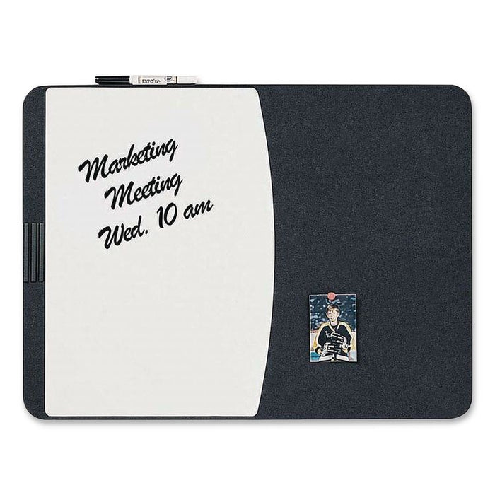Designer Tack and Write Combination Dry-Erase Whiteboard/Bulletin Board, 35 x 23.5, Black/White Surface, Black Plastic Frame