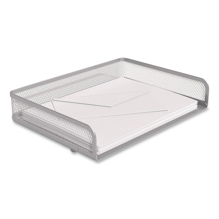 Wire Mesh Stackable Letter Tray, 1 Section, Letter Size Files, 12.99 x 9.84 x 2.76, Silver