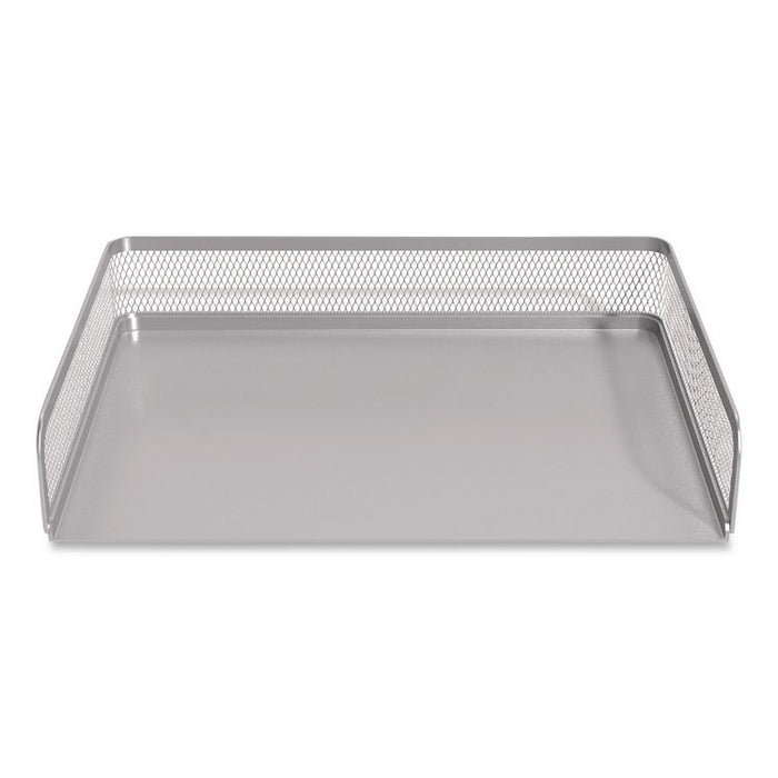 Wire Mesh Stackable Letter Tray, 1 Section, Letter Size Files, 12.99 x 9.84 x 2.76, Silver