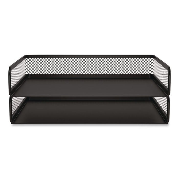 Wire Mesh Stackable Letter Tray, 1 Section, Letter Size, 13.39 x 10.43 x 2.95, Matte Black, 2/Pack