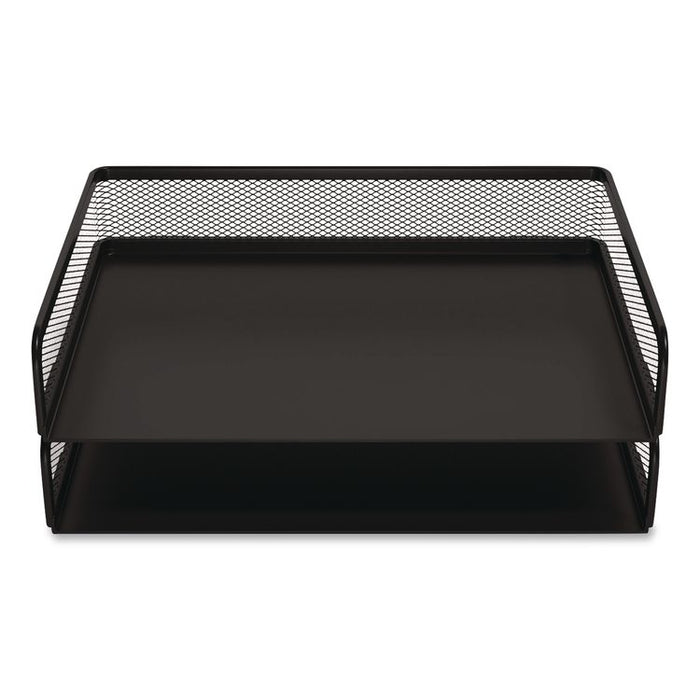 Wire Mesh Stackable Letter Tray, 1 Section, Letter Size, 13.39 x 10.43 x 2.95, Matte Black, 2/Pack
