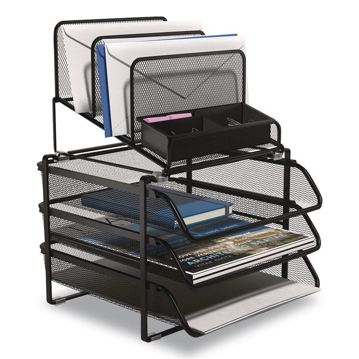 All-in-One Desktop Organizer, 10 Sections, 11.61 x 13.11 x 16, Black