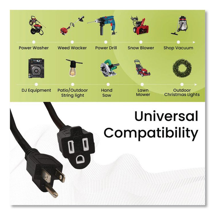 16 AWG Outdoor Extension Cord, 8 ft, 13 A, Black