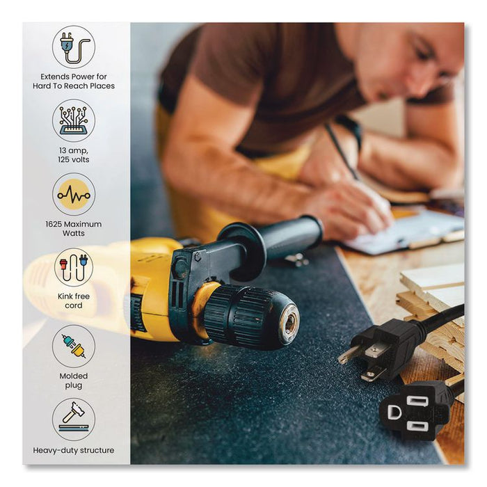 16 AWG Outdoor Extension Cord, 8 ft, 13 A, Black