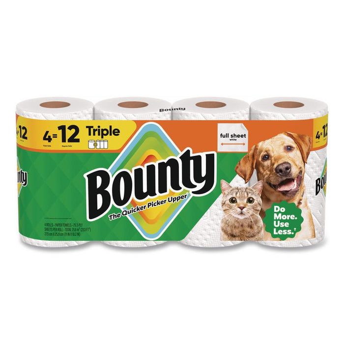 Kitchen Roll Paper Towels, 2-Ply, White, 10.5 x 11, 75 Sheets/Roll, 4 Triple Rolls/Pack, 6 Packs/Carton