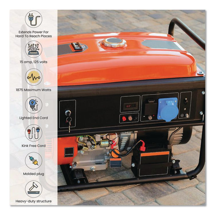 12 AWG 3-Outlet Heavy-Duty Extension Cord, 100 ft, 15 A, Orange