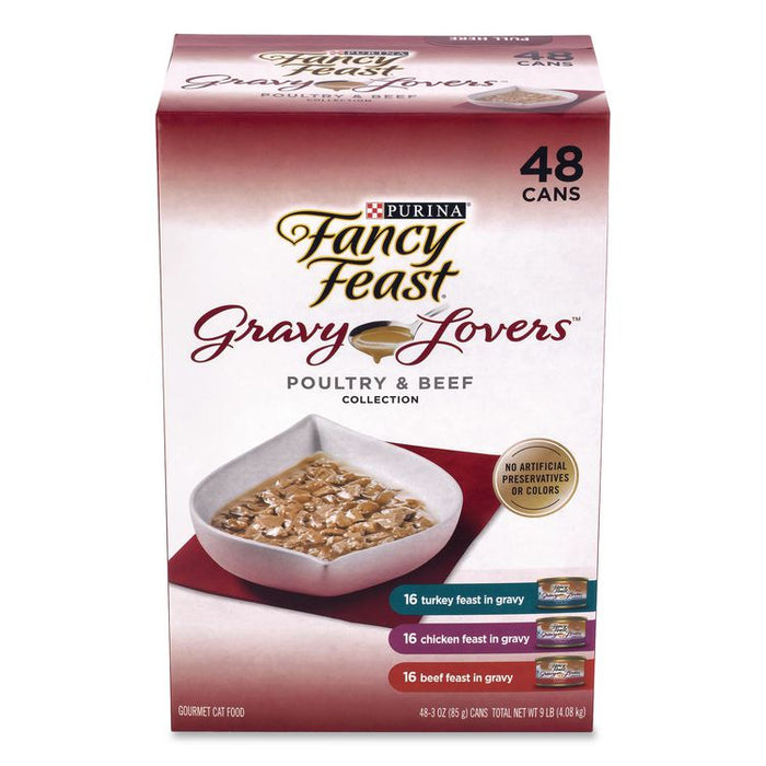 Gravy Lovers Poultry and Beef Variety Pack, Assorted Flavors, 3 oz Can, 48/Carton