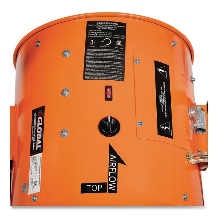 Portable Salamander Heater with Adjustable Thermostat, 208 V, 15,000 W, 21.59 x 28 x 38.5, Orange