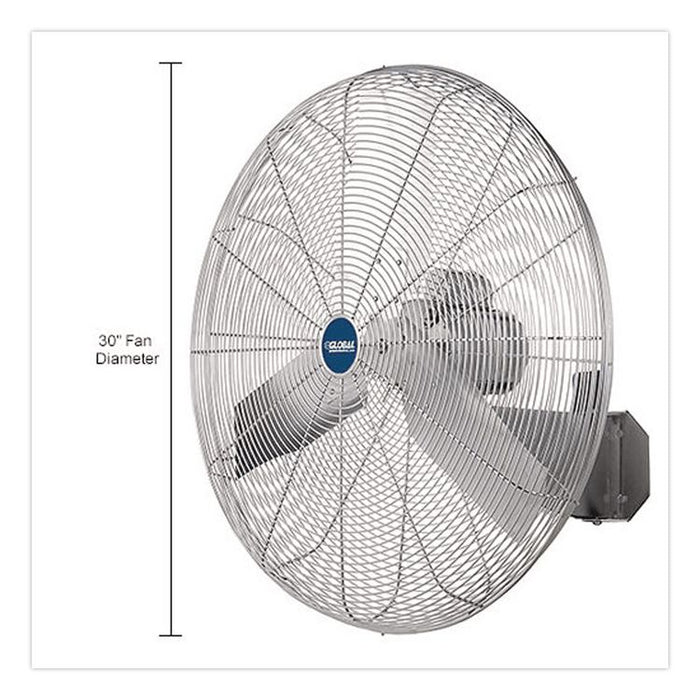 Washdown Wall Mount Fan, 30", 1 Speed, Silver