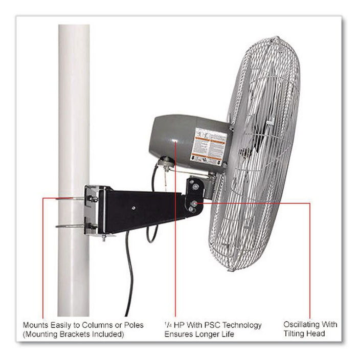 Oscillating Fan, Pole or Column Mount, 24", 4,050 CFM, 1/4 hp