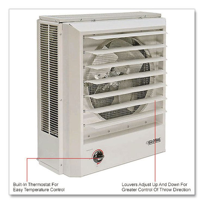 Unit Heater Horizontal or Vertical Downflow, Multi-Watt, 10,000 W, 19 x 8.5 x 21.44, White