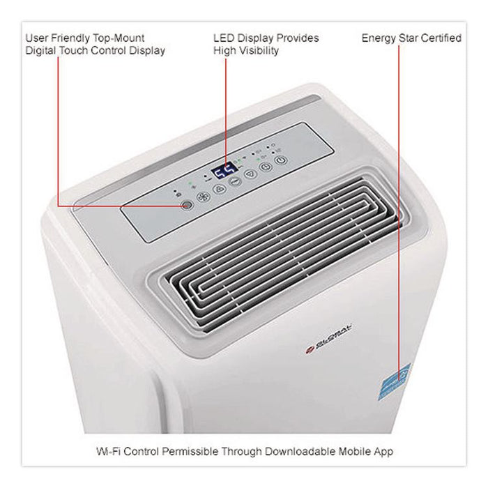 Portable Dehumidifier with Pump and Wi-Fi, 9.62 x 11.62 x 19.87, White