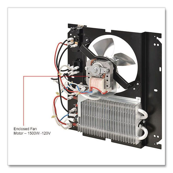 Fan Forced Wall Heater, Shaded Pole Motor, 1,500 W, 10.63 x 4.75 x 12.25, White