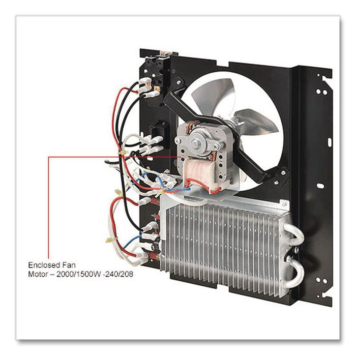 Fan Forced Wall Heater, Shaded Pole Motor, 2,000 W, 10.63 x 4.75 x 12.25, White