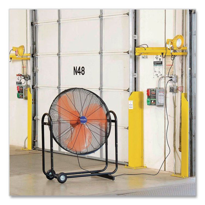 Portable Tilt Blower Drum Fan, 36", 2 Speeds, Black/Orange