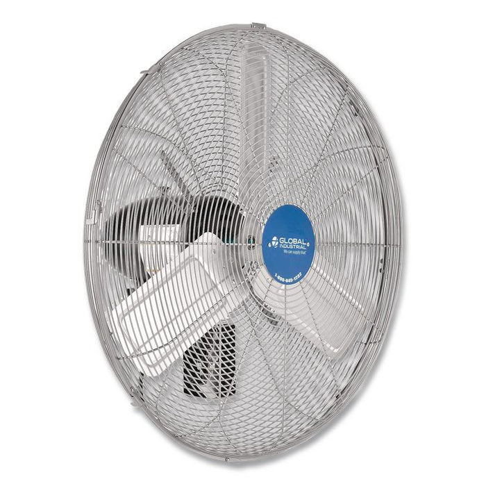 Deluxe Oscillating Wall Mount Fan, 24", 3 Speeds, Silver