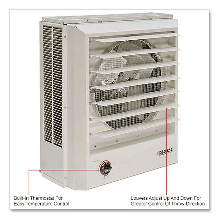 Unit Heater Horizontal or Vertical Downflow, Multi-Watt, 7,500 W, 19 x 8.5 x 21.43, White