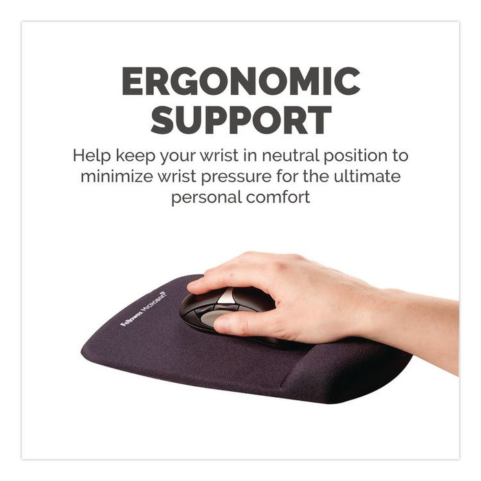 PlushTouch Mouse Pad with Wrist Rest, 7.25 x 9.38, Black
