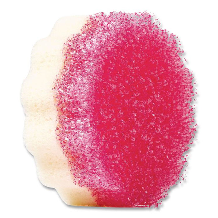 Sqeezy Dual-Sided Sponge and Scrubber, 4" x 5.3", 3.8" Thick, Pink/Ivory