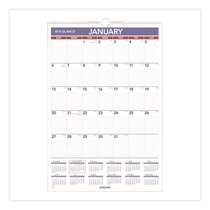 Erasable Wall Calendar, 15.5 x 22.75, White Sheets, 12-Month (Jan to Dec): 2026