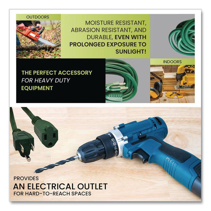 16 AWG Outdoor Extension Cord, 80 ft, 10 A, Green