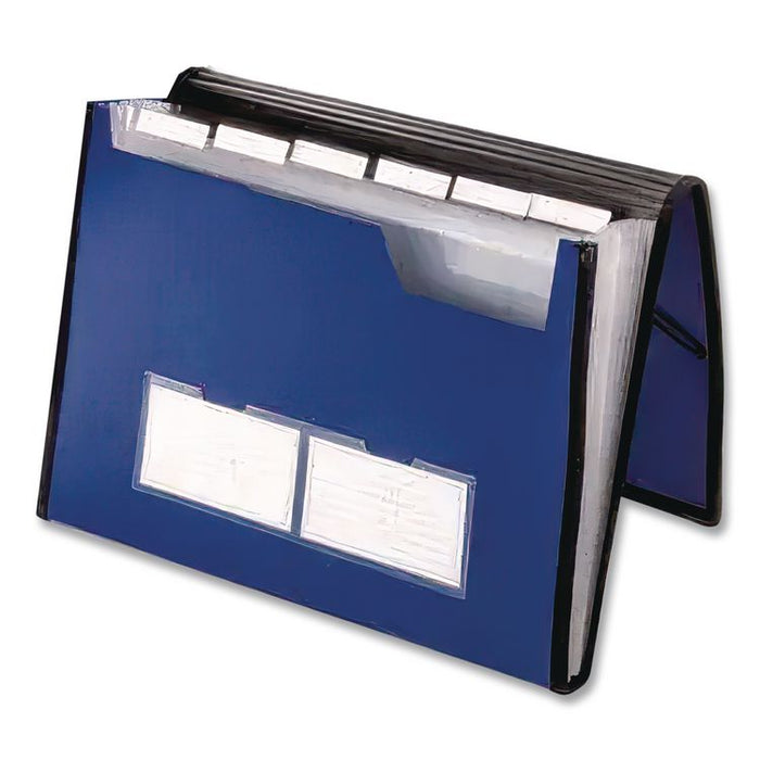 Professional Expanding Organizer, 7 Sections, Elastic Cord Closure, 1/6-Cut Tabs, Letter Size, Blue