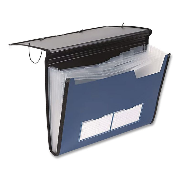 Professional Expanding Organizer, 7 Sections, Elastic Cord Closure, 1/6-Cut Tabs, Letter Size, Blue