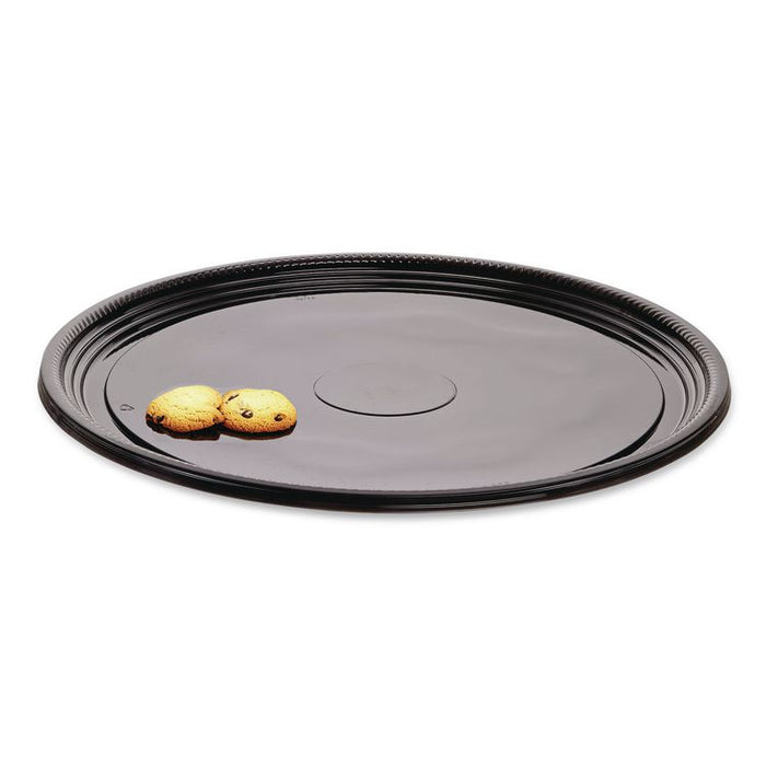 Caterline Casuals Thermoformed Platters, 16" Diameter, Black, Plastic, 25/Carton