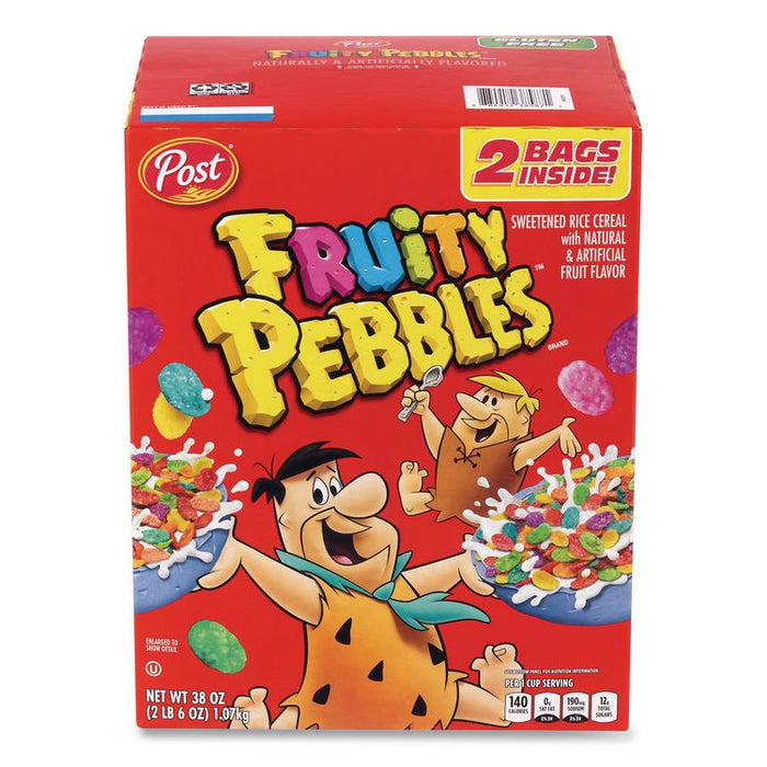 Fruity Pebbles Crispy Rice Cereal, 2 Bags/Box, 38 oz Box