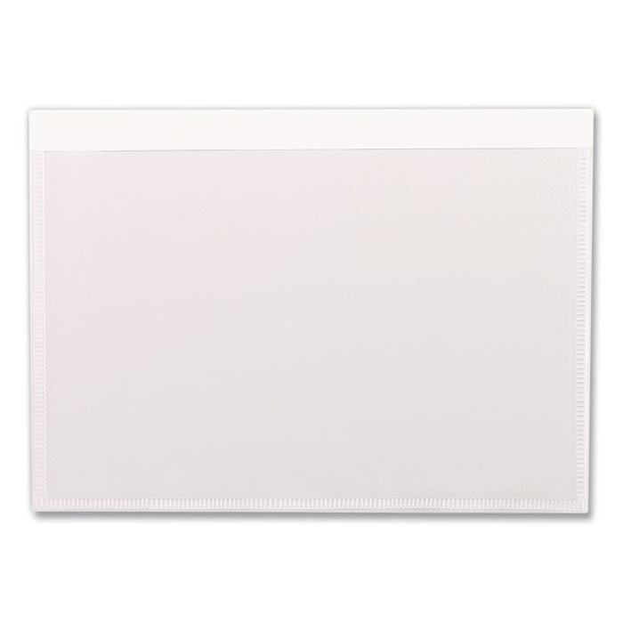 Self-Adhesive Pockets, 8" x 5", Clear Front/White Back, 100/Box